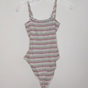 Forever 21 Stripe Open Back Bodysuit